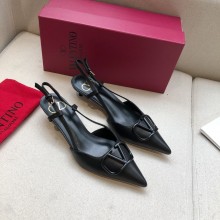 Valentino Heel 4cm VLOGO Calfskin Slingback Pumps black 2020