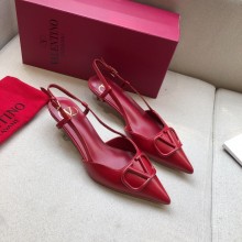 Valentino Heel 4cm VLOGO Calfskin Slingback Pumps red 2020