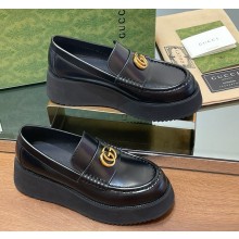 Gucci Women's Double G creeper loafer 816326 Black leather 1125-2024
