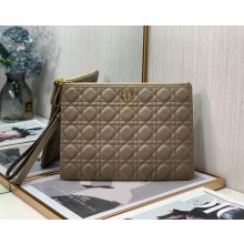 Dior Large Caro Daily Pouch in gray Supple Cannage Calfskin 2023