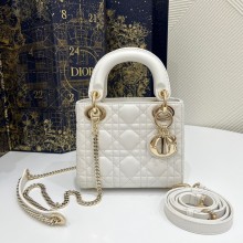 DIOR Mini Lady Dior Bag IN white Cannage Lambskin with gold hardware 2023