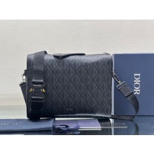 Dior black CD Diamond Canvas and Smooth Calfskin Lingot Messenger Bag 2023
