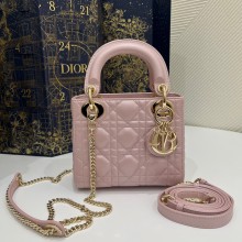 DIOR Mini Lady Dior Bag IN pink Cannage Lambskin with gold hardware 2023