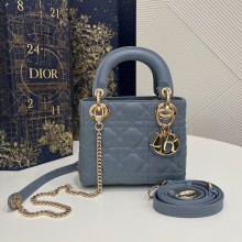 DIOR Mini Lady Dior Bag IN cloud blue Cannage Lambskin 2023