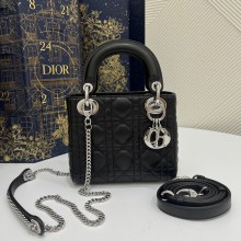 DIOR Mini Lady Dior Bag IN black Cannage Lambskin with silver hardware 2023