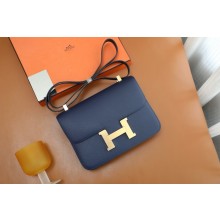 Hermes Constance 18 Bag in original Epsom Leather bleu sapphire with gold hardware(handmade)