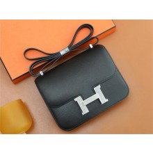 Hermes Constance 18 Bag in original Epsom Leather noir with silver hardware(handmade)