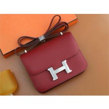 Hermes Constance 18 Bag in original Epsom Leather rouge grenade with silver hardware(handmade)