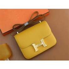 Hermes Constance 18 Bag in original Epsom Leather jaune ambre with gold hardware(handmade)