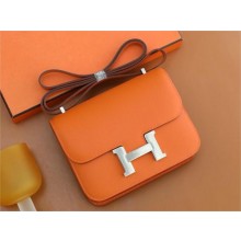 Hermes Constance 18 Bag in original Epsom Leather orange with silver hardware(handmade)
