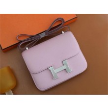Hermes Constance 18 Bag in original Epsom Leather mauve sylvestre with silver hardware(handmade)