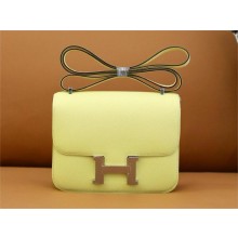 Hermes Constance 18 Bag in original Epsom Leather jaune poussin with silver hardware(handmade)
