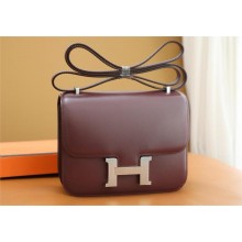 Hermes Constance 18 Bag in original box Leather bordeaux with silver hardware(handmade)
