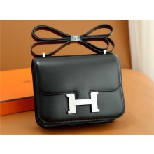 Hermes Constance 18 Bag in original box Leather noir with silver hardware(handmade)