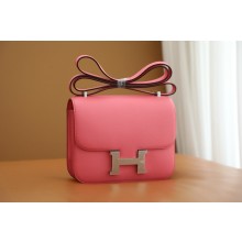 Hermes Constance 18 Bag in original evercolor Leather rose azalee with silver hardware(handmade)