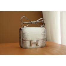 Hermes himalaya Constance 18 Bag in Niloticus leather with silver hardware(handmade)
