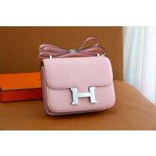 Hermes Constance 18 Bag in MYSORE leather ROSE SAKURA WITH SILVER HARDWARE (HANDMADE)
