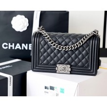 Chanel Medium Le Boy Bag In Caviar Leather black With silver Hardware(Original Quality )