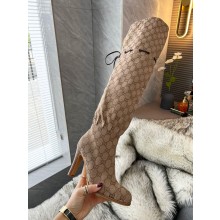 Gucci 8.5cm heel GG Canvas long Boots beige