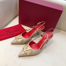 Valentino Heel 7cm VLOGO Calfskin Slingback Pumps NUDE PINK/RED 2020