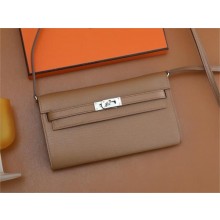 Hermes Kelly Classique To Go wallet in mysore leather querbracho with silver hardware(original quality+handmade)