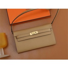 Hermes Kelly Classique To Go wallet in epsom leather chai/ mauve sylvestre with gold hardware(original quality+handmade)