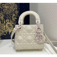 DIOR Latte Cannage Calfskin with Diamond Motif Micro Lady Dior Bag 2023