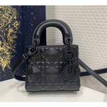 DIOR BLACK Cannage Calfskin with Diamond Motif Micro Lady Dior Bag 2023