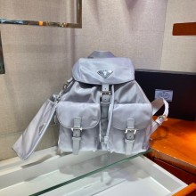 Prada Medium Nylon Backpack 1BZ811 silver 2021