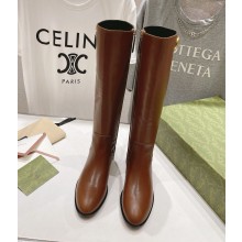 Gucci women's Vlogo leather High Boots in brown 2024