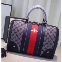Gucci Vintage Web Embroidered Bag 406868 Navy Blue 
