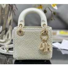 DIOR WHITE PEARLS MICRO LADY DIOR BAG 2024