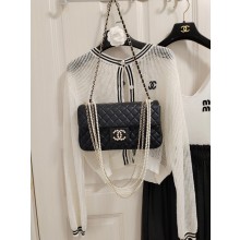 Chanel Limited Edition Westminster Pearl Chain Flap Bag in Quilted Lambskin 2023