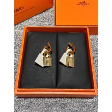 hermes lock earrings white 2021
