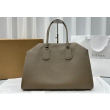 The Row Geo Margaux Top-Handle Bag in Grained Leather Gray