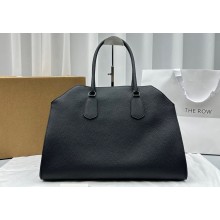 The Row Geo Margaux Top-Handle Bag in Grained Leather Black