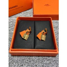 hermes lock earrings orange 2021
