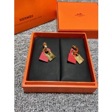 hermes lock earrings pink 2021