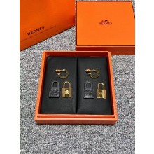 hermes lock earrings black 2021