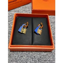hermes lock earrings blue 2021