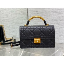 Dior MEDIUM Ange Bag in BLACK Macrocannage Calfskin 2024