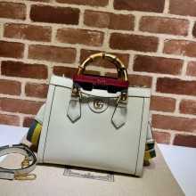 Gucci white leather Diana small tote bag 702721 2022
