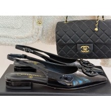 Chanel patent calfskin Slingbacks with cc logo black 2025