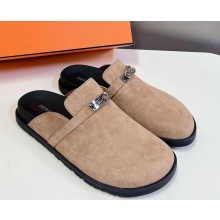 Hermes women/men Kelly Buckle in suede calfskin beige  2024