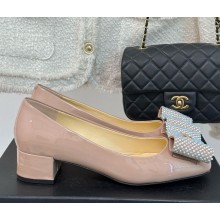Chanel patent calfskin crystal bow pink 2025