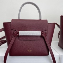 Celine MICRO Belt bag in grained calfskin BURGUNDY 2024