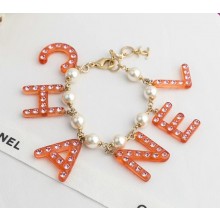 Chanel Pendant Bracelet AB0484 Gold/Pearly White/Orange/Pink 2018