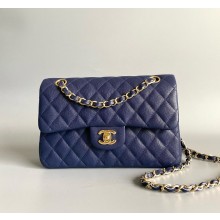 Chanel 1117 Classic Flap Handbag in Caviar Leather dark blue with silver Hardware 1112-2024