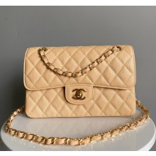 Chanel 1117 Classic Flap Handbag in Caviar Leather beige with silver Hardware 1112-2024