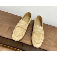 Prada women's suede leather  Loafers in beige 2024
